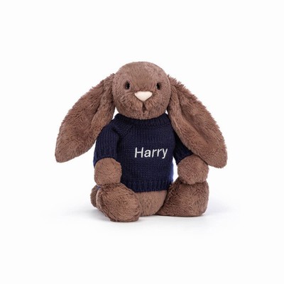 Jellycat Bashful Fudge Conejo with Navy Jumper | SLDQ-05168